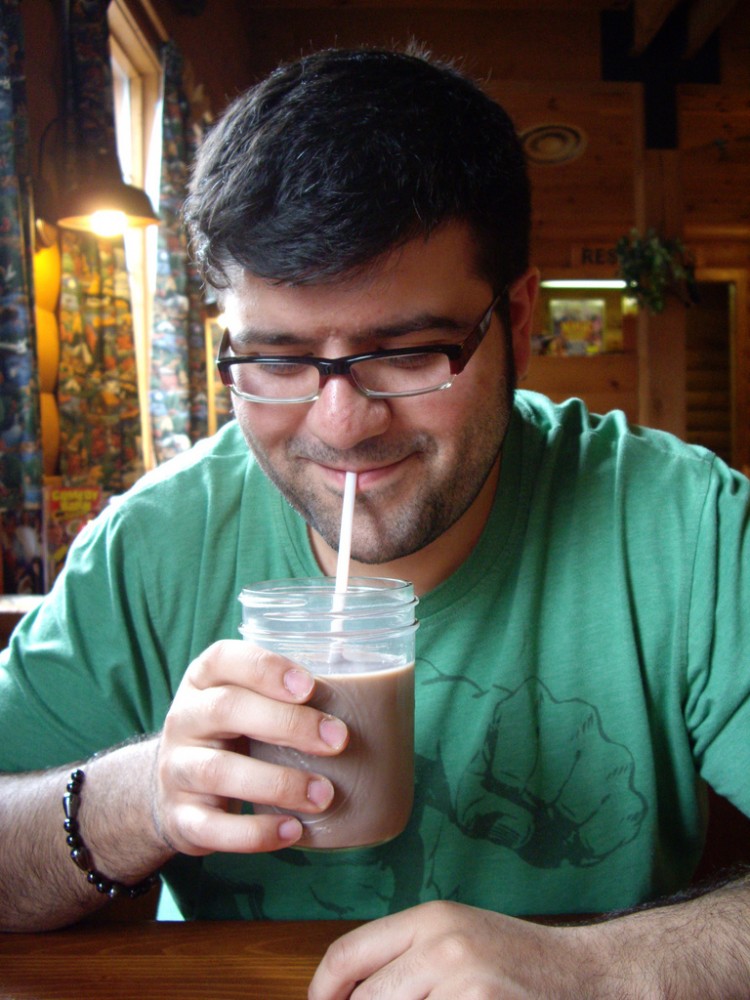 Me enjoying a jar of chocolate milk Me enjoying a jar of chocolate milk